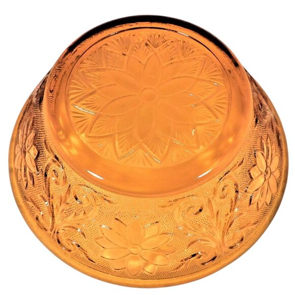 Tiara Round Amber Glass Heavy Sandwich Pattern Serving Bowl - Picture 2 of 4